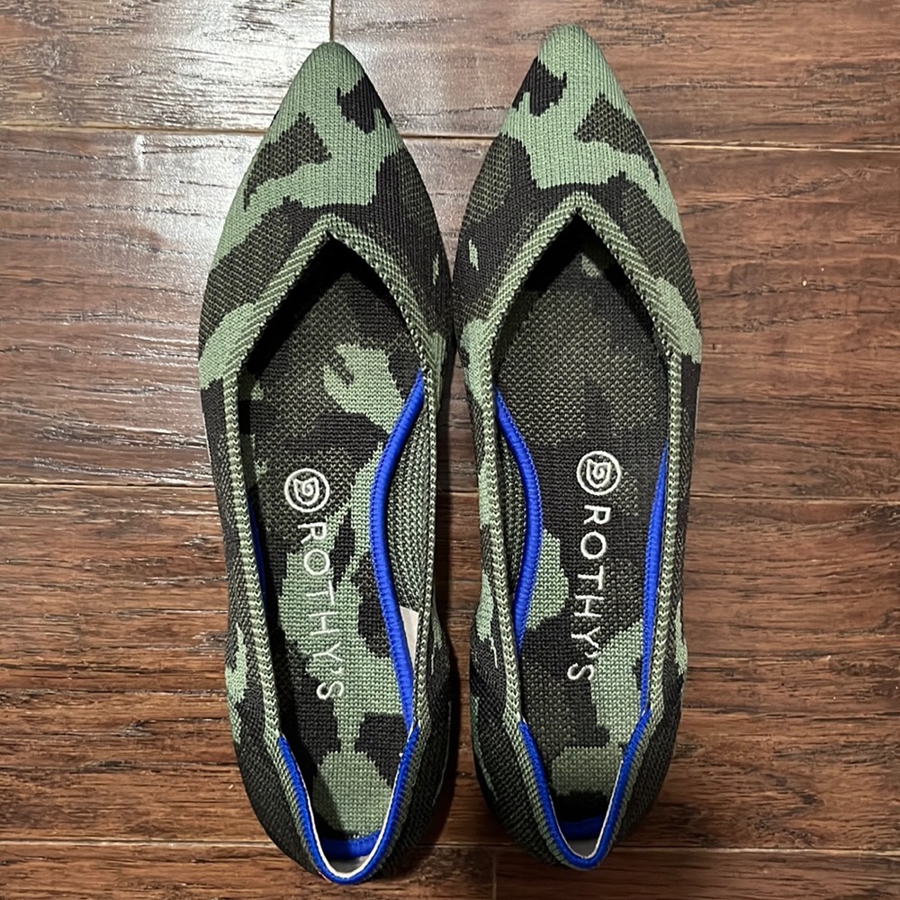 Rothy’s Camo pointed flats.